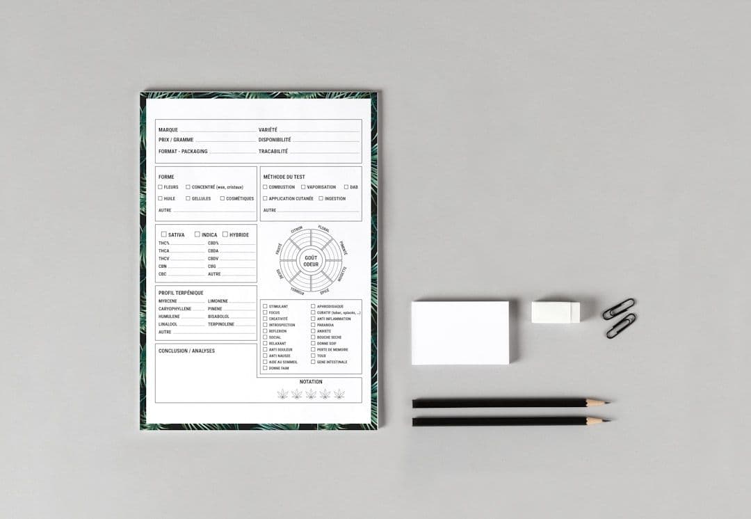 a table with a pen, pencil, and paper on it
